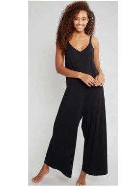 Eberjey Charlie Relaxed Pima Cotton Shapeless Jumpsuit Black XS